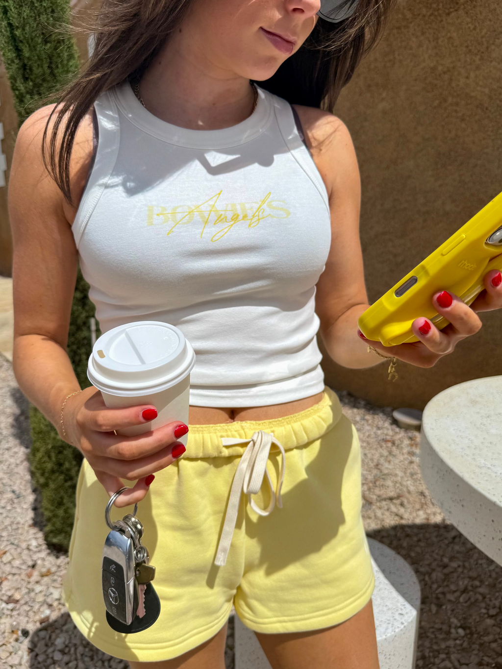 Ariel Cropped Tank - White & Limoncello