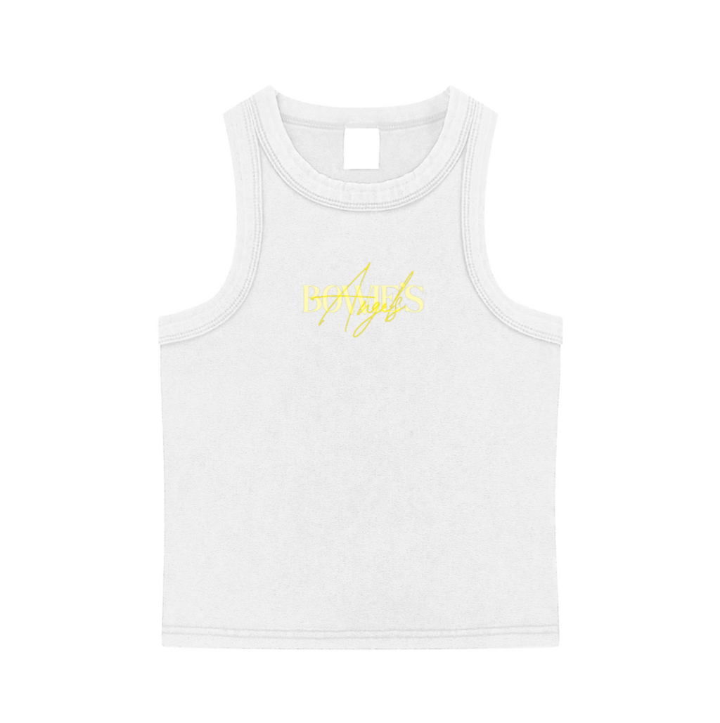 Ariel Cropped Tank - White & Limoncello